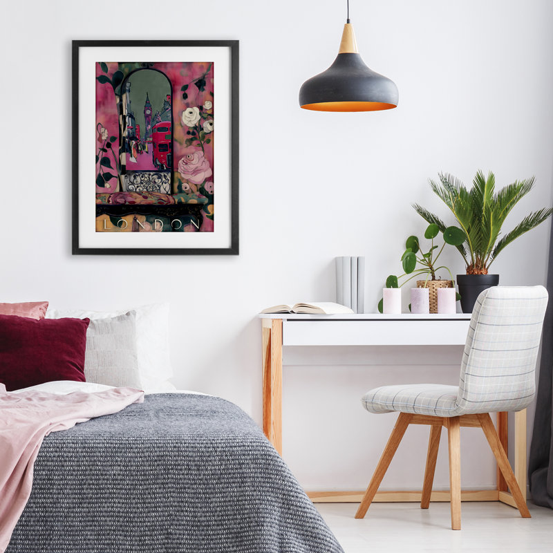 «London Spring Street View», reproduction sous verre encadrée, design par Annabelle Hall, H 23 po x l 17 po