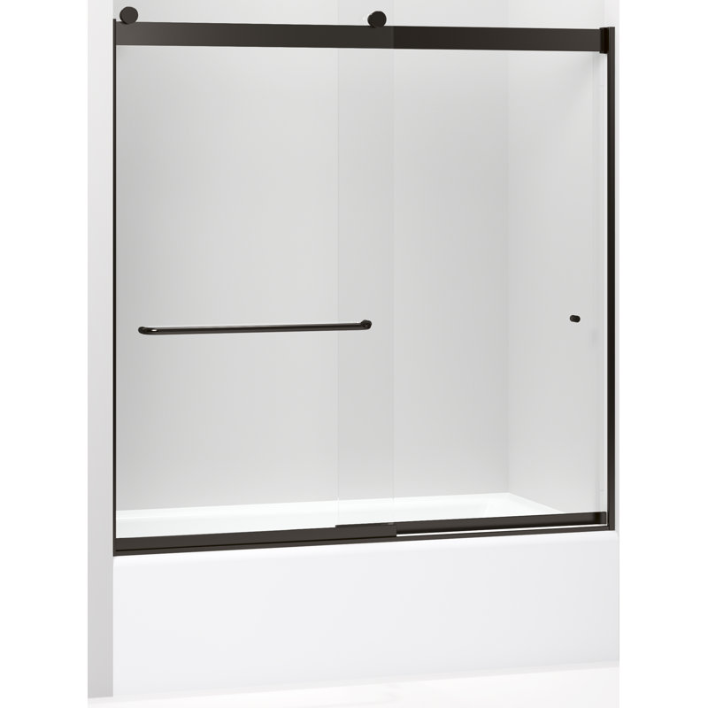 Levity 56.625" - 59.625" W 62.25" H Frameless Tub Door, Anodized Dark Bronze