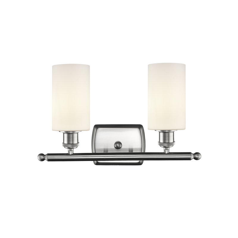 Éclairage de salle de bain à 2 lumières à intensité variable Mallette, Ampoule incandescente rétro de 60 watts, Blanc mat