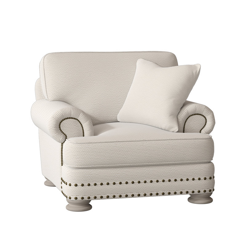 Foster 46" Wide Armchair, Cream Chenille 1345-002, Blanca