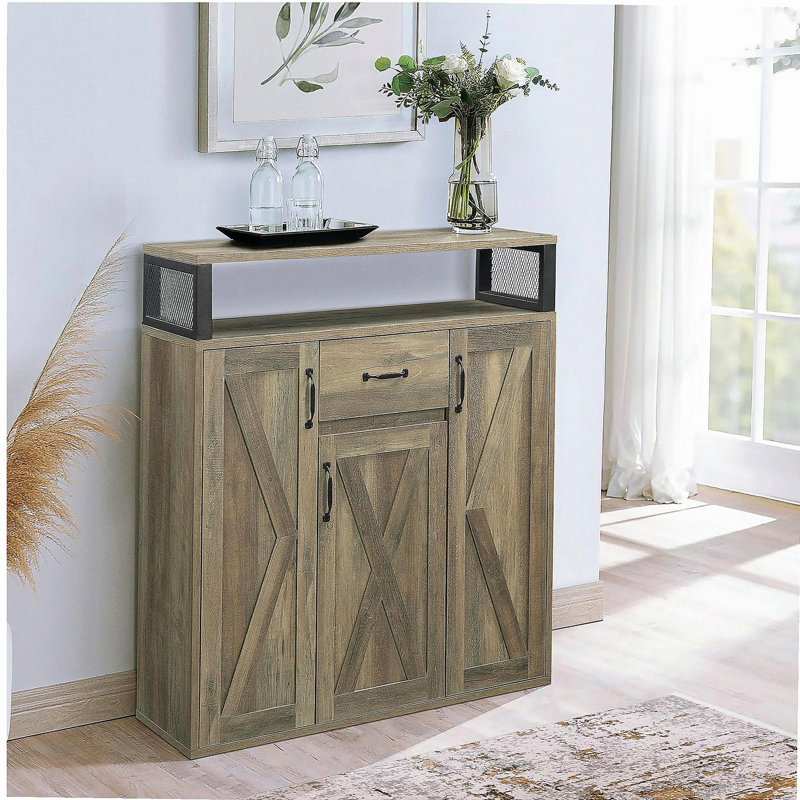 Rustic Oak Server with 3 Doors