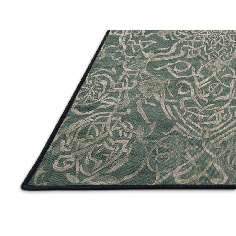 Machine Washable Gray Area Rug, Rectangle 2' x 3'