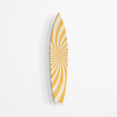 USA Made Swirl Minimalist Retro Surfboard Wall Art – 70"x16" Unframed Acrylic Art Print with Floating Aluminum Standoffs, Vertical or Horizontal Mount, Modern Coastal Decor