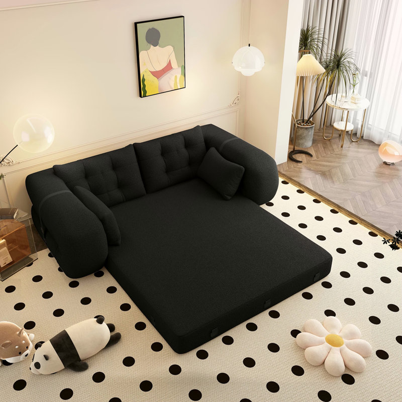 Lit pour chien humain, canapé-lit paresseux, canapé-lit pliable multifonctionnel 78,7 po, canapé-lit rembourré en mousse 3-en-1 pour salon, lit d'invité, salle de jeux