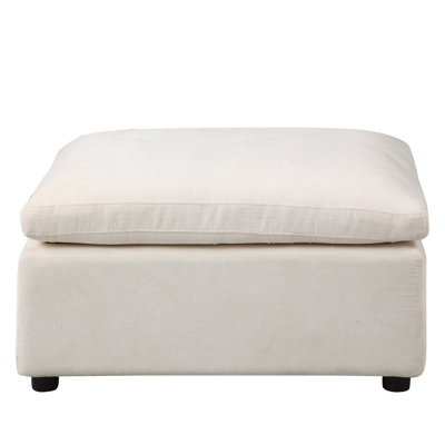 Beige Upholstered Couch With Movable Sections - Flexible For Custom Layouts Sectional In Chenille Comfortable Footrest And Extra Seating