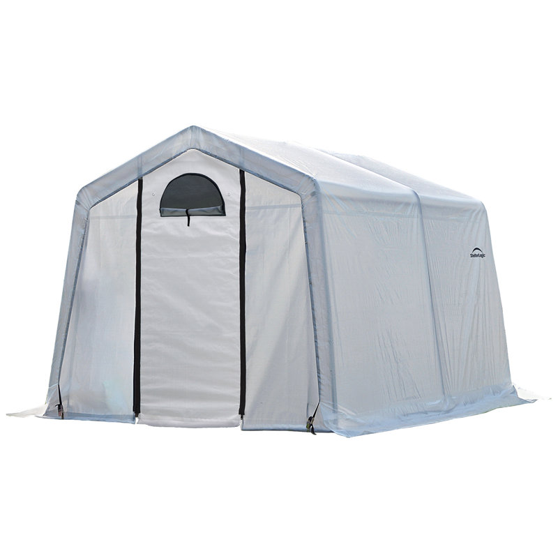 10 ft x 10 ft Gray Steel Frame Peak Greenhouse