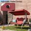 Balancelle-lit convertible 3 places pour terrasse extérieure de 195 cm (77 po) avec auvent réglable et porte-gobelets, capacité de 363 kg (800 lb).-468799444