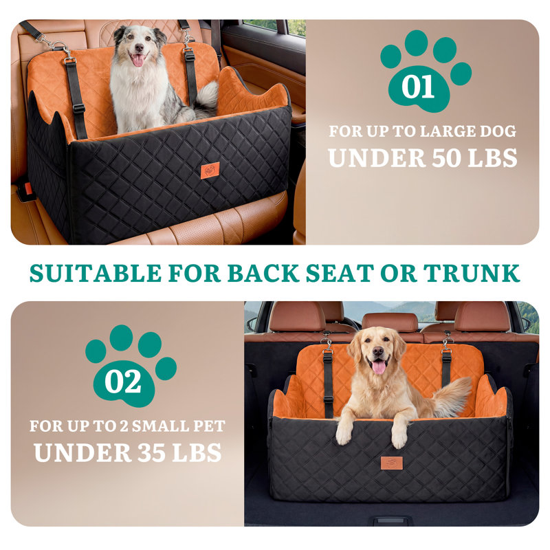 Pet travel beds suitable for dogs under 55 lbs, Black/Orange, 48cm H x 50cm W x 50cm D