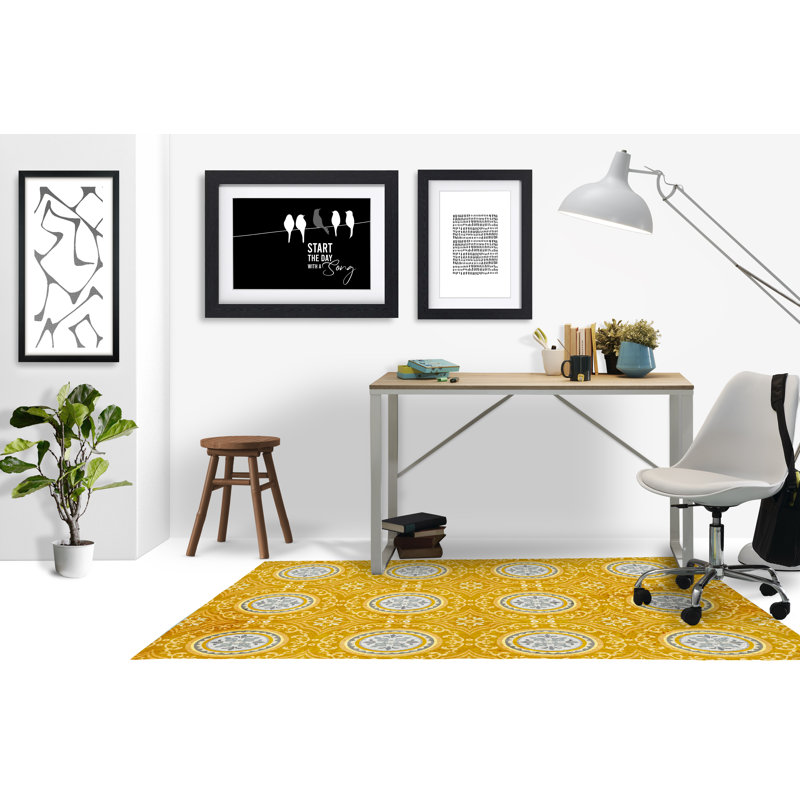 Rectangle Chair Mat with Straight Cut Edge for Firm Surfaces, 36" W x 60" L, Yellow