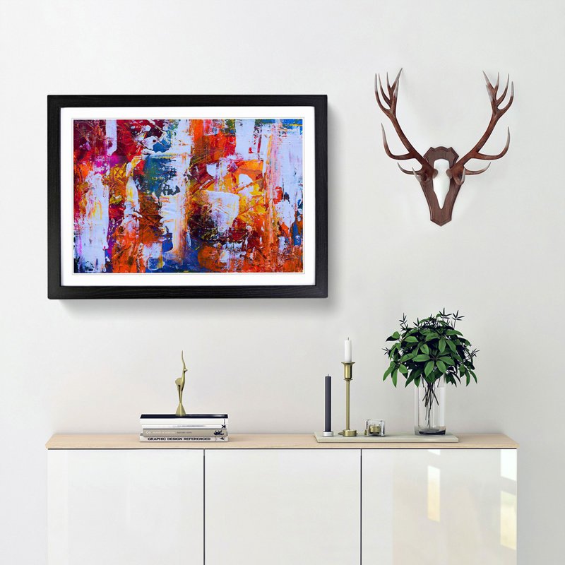 Abstract Vol.374 by S.Johnson - Picture Frame Painting Print, 27cm H x 36cm W x 2cm D, Black Framed