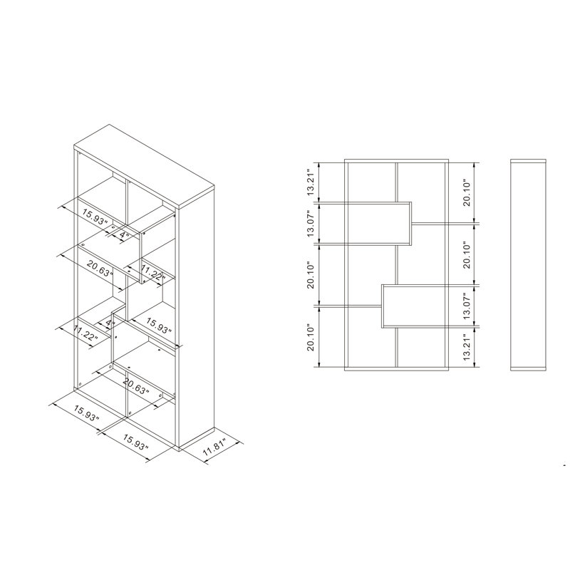Brigman 71'' H Geometric Display Bookcase with Open Shelves