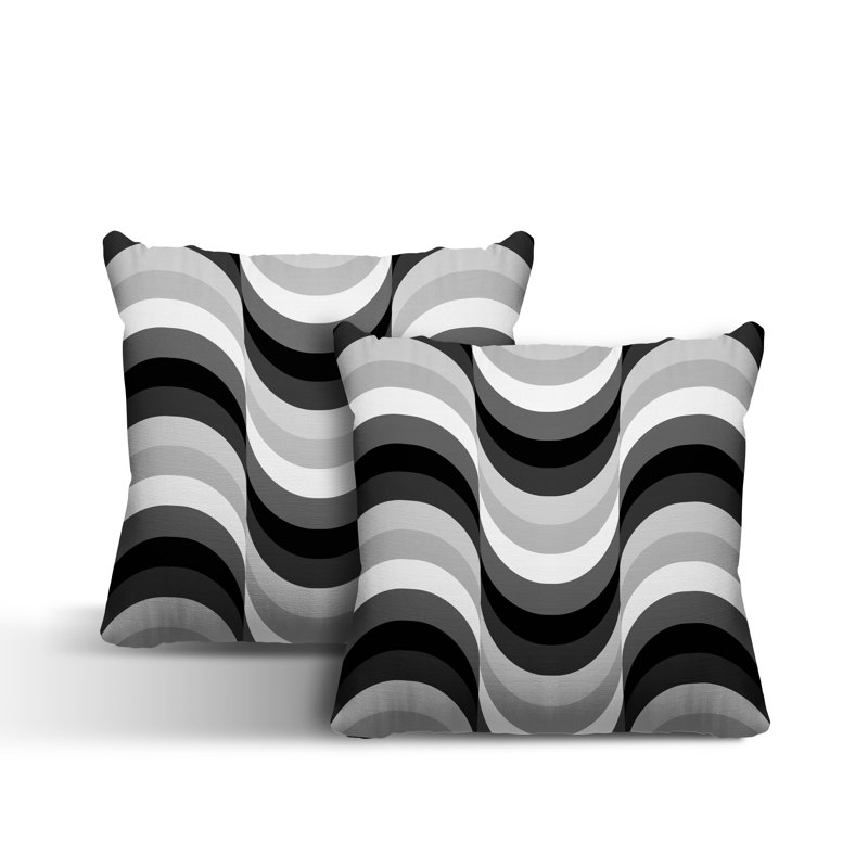 Coussin décoratif carré intérieur / extérieur Slivno, L 19 po x H 19 po, Noir