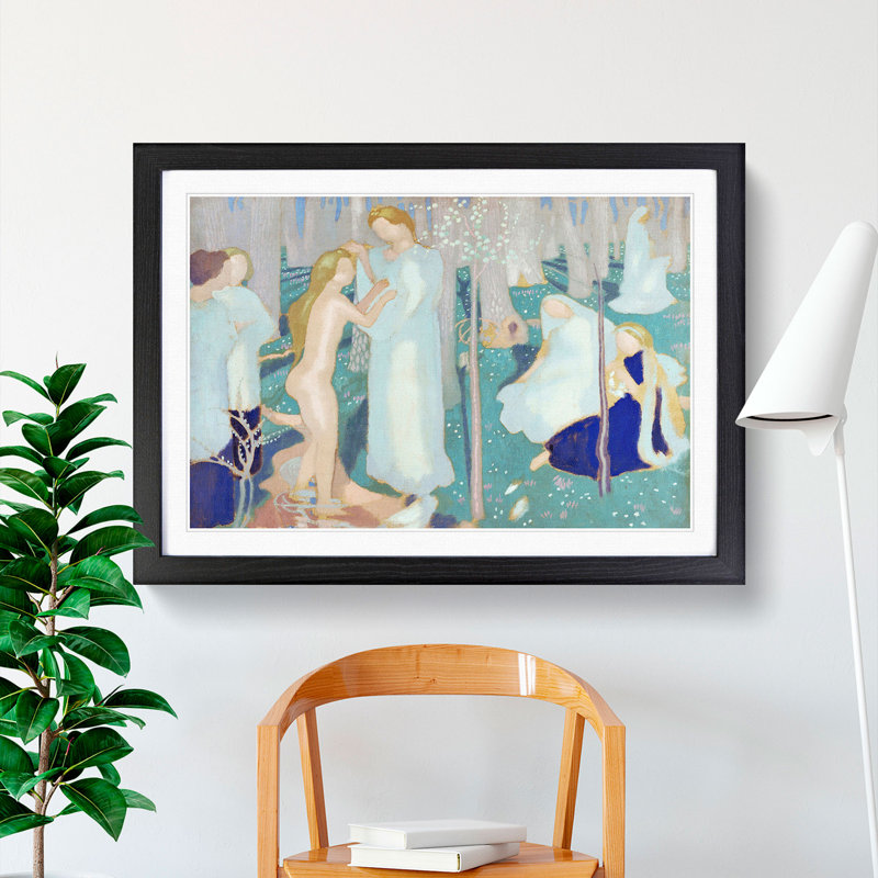 Springtime by Maurice Denis - Picture Frame Painting, Black, 48cm H x 65cm W x 2cm D