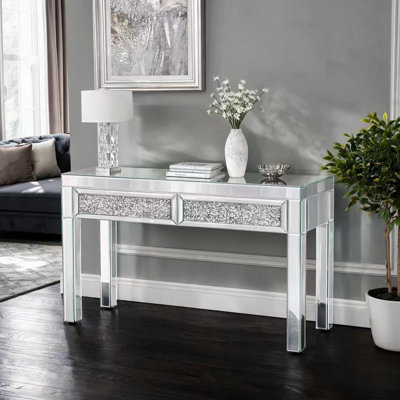 Mirrored Crushed Diamond Console Table