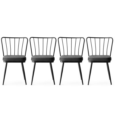 Metal Slat Back Side Chair in Black by East Urban Home