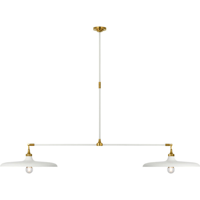 Piatto 63" Linear Pendant with Shade, Hand-Rubbed Antique Brass/Plaster White