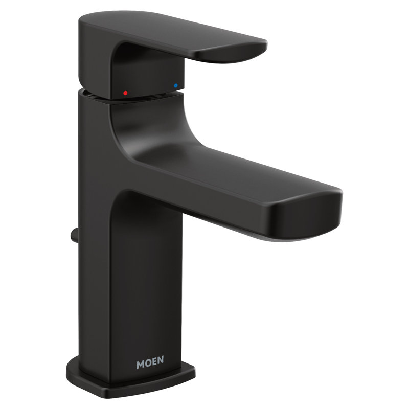 Rizon Low Arc Bathroom Faucet with Drain Assembly, Matte Black