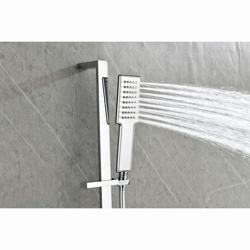 Système de douche avec pomme de douche, douche à main, barre coulissante, bras de douche, tuyau, garniture de valve et poignées à levier