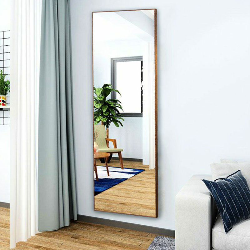 65 po x 23 po Miroir de magasin de vêtements de cadre en bois massif, verre HD incassable, présentoir mural polyvalent 65 po x 23 po