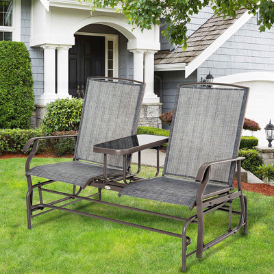 Outdoor Glider Bench With Center Table