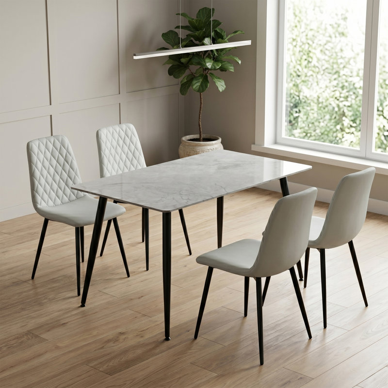 Stone Top Metal Base Dining Table