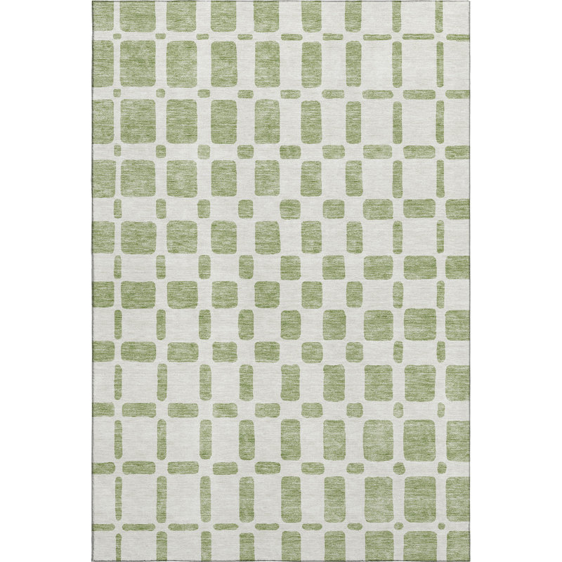 Premium Machine Washable Prisco Aloe Rug, Rectangle 3' x 5'