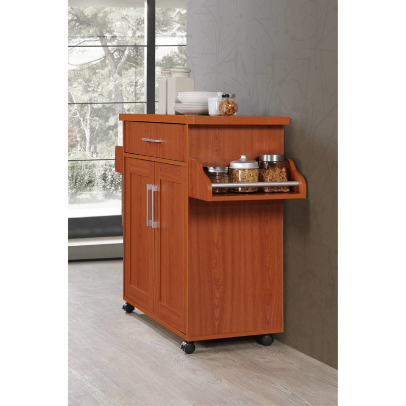 Poneto Wood Kitchen Cart, Cherry, Cherry