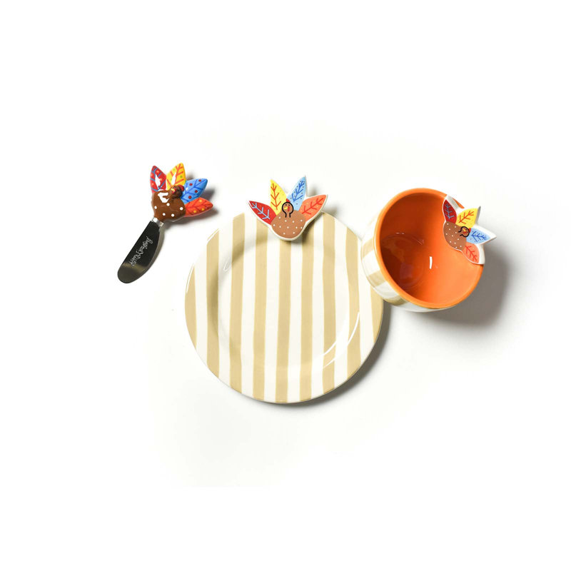 Turkey Embellishment Plate Bowl and Spreader Set