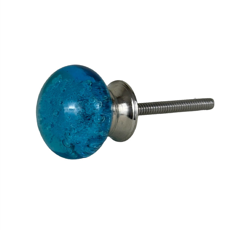 Set of 6 Blue Bubble Glass Knobs