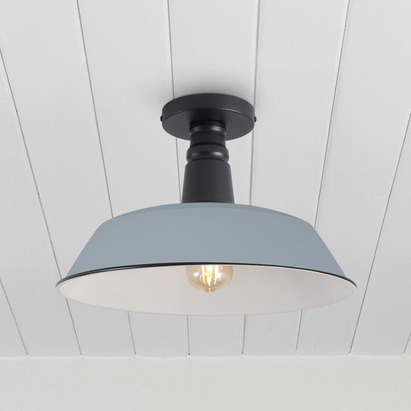 Plafonnier semi-encastré 1 lumière 14 po, Bleu argent mat