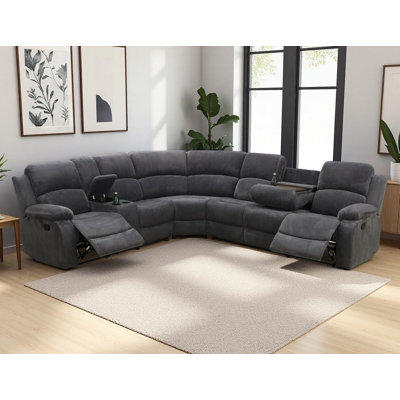 3-Piece Upholstered Living Room Reclining Sectional Sofa Set