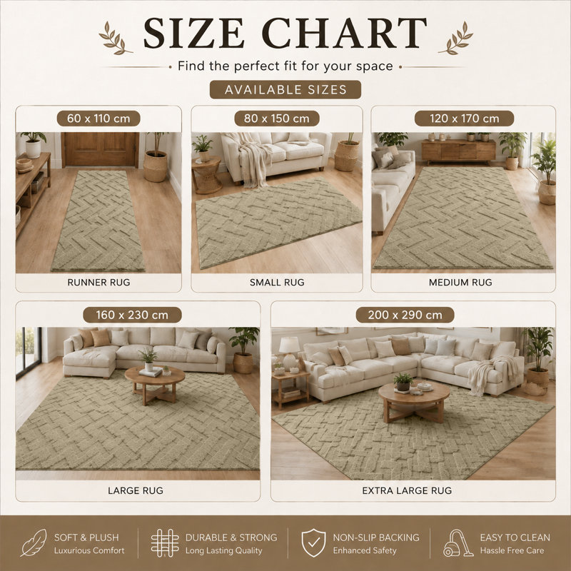 Luxury High Low Area Rug For hallway Bedroom Children Room Lounge , Beige, Rectangle 160 x 230 cm
