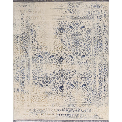 Tapis bleu de haute qualité noué à la main