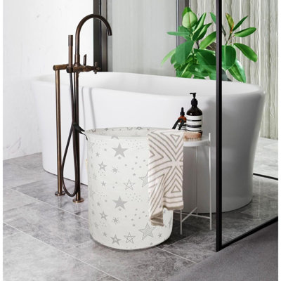 Panier à linge rond avec paniers à linge avec poignées, panier de rangement pour panier à linge