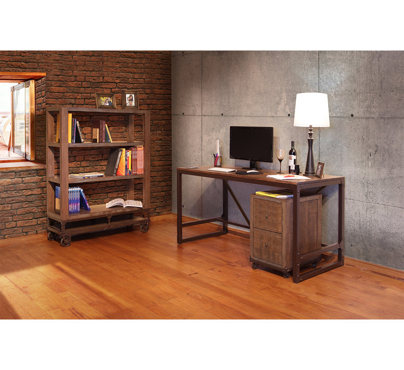 Brown Solid Pine and Mango Wood 2 Drawer Mobile File Cabinet