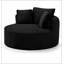Fauteuil rond rond en mousse de velours côtelé avec accoudoirs et siège profond avec accoudoirs et 3 coussins, sans assemblage requis-1224886738