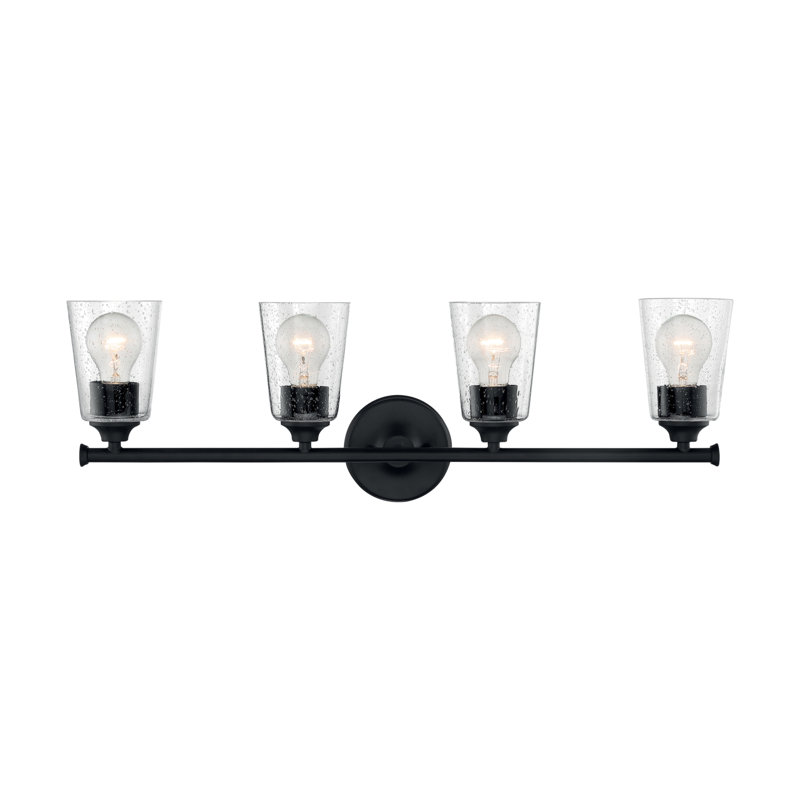 Éclairage pour meuble-lavabo à 4 lumières à intensité variable Weccacoe, Noir mat