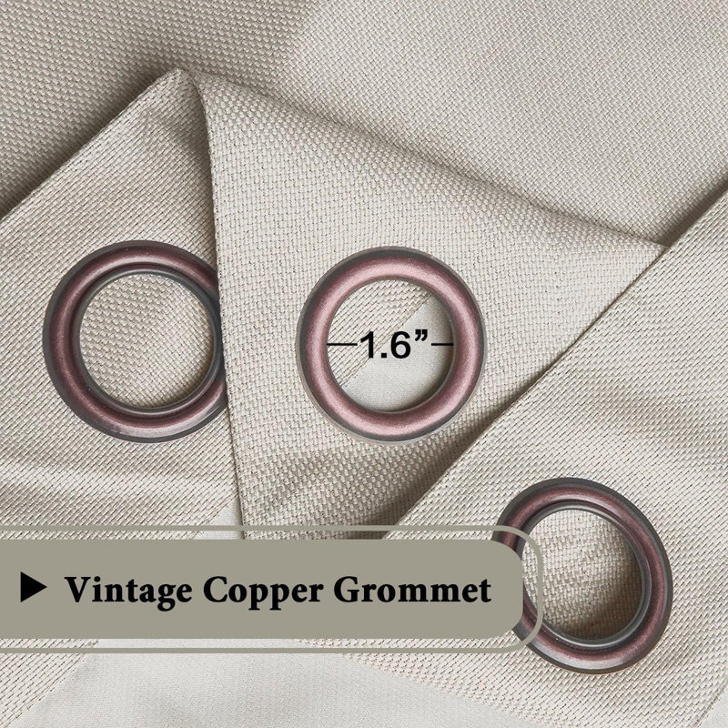 Linen Blackout Curtain for Bedroom/Living Room Thermal Insulated Grommet Linen Look Curtain Drapes Primitive Textured Burlap Effect Window Drapes 1 Panel