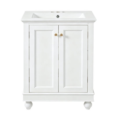 Meuble-lavabo moderne de 24 po de conception simple et élégante avec rangement à fermeture en douceur, tablette réglable, meuble-lavabo avec lavabo en céramique