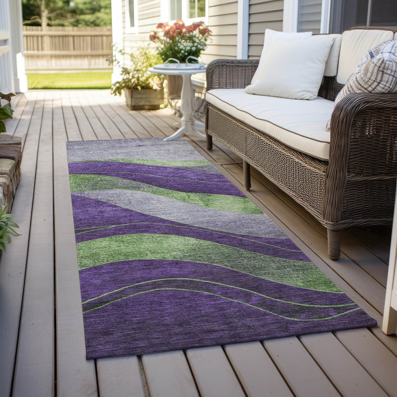 Tapis mauve lavable à la machine intérieur / extérieur Xhevrie, Tapis de couloir 2 pi 3 po x 7 pi 6 po