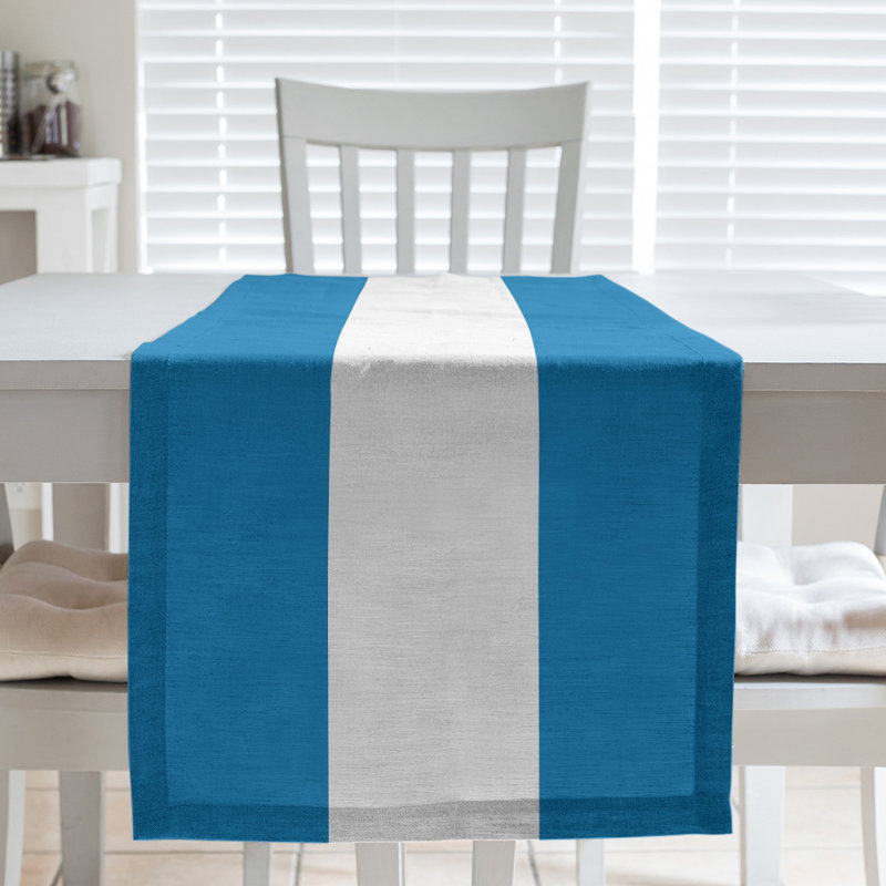 New Orleans Football Stripes Table Runner, 90" x 16", Polyester, Detroit Football Blue/White