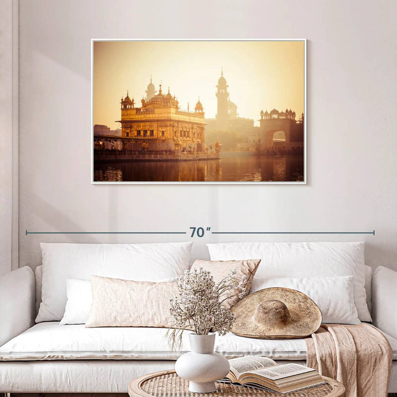 Temple Harmandir, Cadre flottant blanc, 43 po x 29 po
