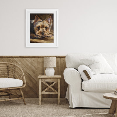 Yorkshire Terrier, reproduction sous verre encadrée, conception de George Dyachenko