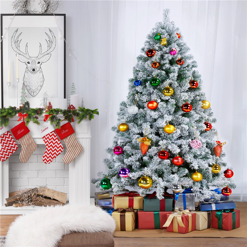 Annilee Unlit Flocked Artificial Christmas Tree, 6 ft