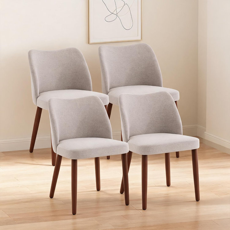 Polyester Upholstered Side Chair, Brown, 4