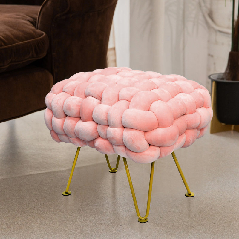 Opheim Velvet Ottoman, Rose Quartz Velvet