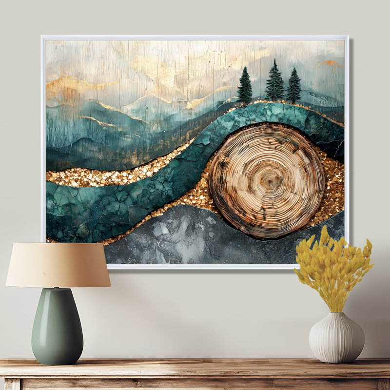 Émeraude et rivière de cristal dans la forêt II - forêt, art mural, H 12 po x l 20 po, Impression encadrée flottante, Blanc