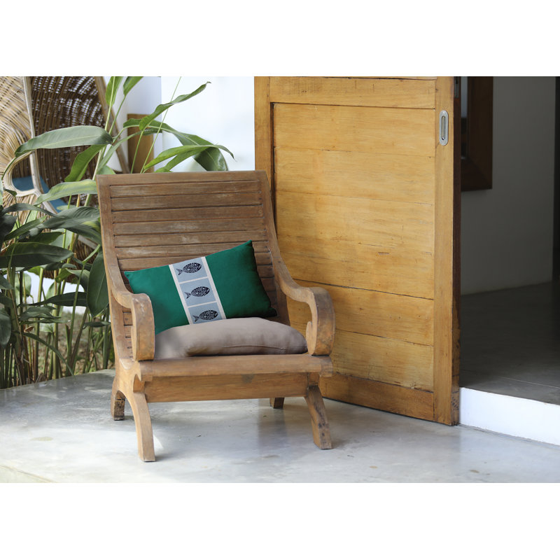 Fish Chips Indoor/Outdoor Lumbar Pillow, Green