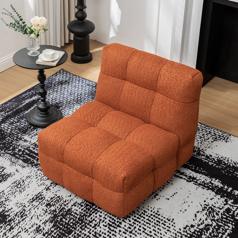 Avdul 28.5 Wide Armless Tufted Swivel Chair, Orange