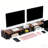 Desk Extendable Dual Monitor Stand Riser With Drawer, Rustic Brown 28“-41"